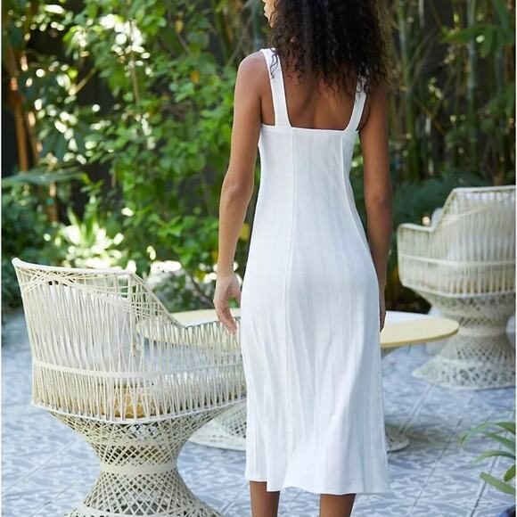 New!  FREE PEOPLE BEACH AVIVA RIBBED MIDI DRESS IN IVORY, size L - Picture 2 of 16